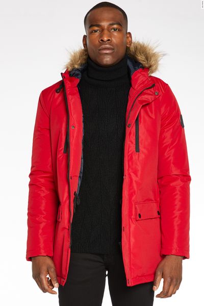 Hooded Parka Jacket in Red